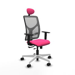 PIQUERAS Y CRESPO Silla de oficina Motilla Rosa y Gris con Mecanismo Sincro/Traslack