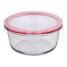 San Ignacio Fiambrera Hermética de Vidrio Borosilicato Redonda Modelo Toledo 800 ml, Apilable, Apta Lavavajillas, Congelador y Horno, Ø16 x 8 cm