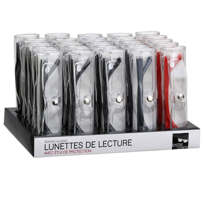 Entre Temps Gafas de Lectura Montura Transparente Varillas Colores Surtidos +2.50 +3.00 +3.50 con Funda