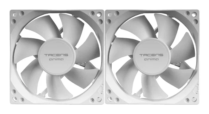 Tacens Anima AF8X2W Pack de 2 Ventiladores para PC 80mm Ultrasilencioso (14 dB), Color Blanco, con Rodamientos FLUXUS, 1800 RPM, 12V - Refrigeración Carcasa