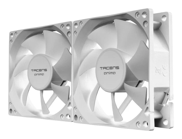 Tacens Anima AF8X2W Pack de 2 Ventiladores para PC 80mm Ultrasilencioso (14 dB), Color Blanco, con Rodamientos FLUXUS, 1800 RPM, 12V - Refrigeración Carcasa