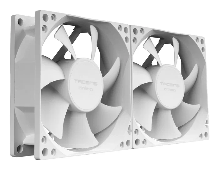 Tacens Anima AF8X2W Pack de 2 Ventiladores para PC 80mm Ultrasilencioso (14 dB), Color Blanco, con Rodamientos FLUXUS, 1800 RPM, 12V - Refrigeración Carcasa