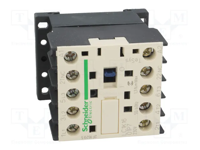 SCHNEIDER ELECTRIC LC1K1601P7 TeSys K Contactor 3-polar 16A 230VAC