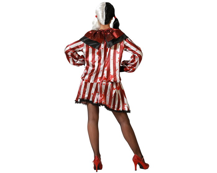 Disfraz de Payasa Roja Siniestra para Mujer Adulto - Camiseta y Pantalón Rayado para Halloween, Circo Horror o Fiestas Temáticas Disfraz de Payasa Roja Siniestra para Mujer Adulto - Camiseta y Pantalón Rayado para Halloween, Circo Horror o Fiestas Temáticas