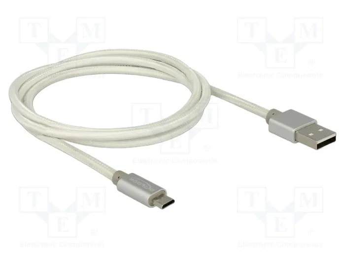 DeLOCK Cable de datos y carga USB Tipo-A a Micro-USB B, 1 m, Blanco con revestimiento textil DeLOCK Cable de datos y carga USB Tipo-A a Micro-USB B, 1 m, Blanco con revestimiento textil