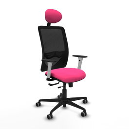 PIQUERAS Y CRESPO Silla de oficina Zulema Rosa y Negro con Mecanismo Sincro/Traslack