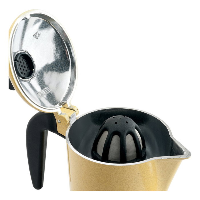 Bialetti ORZO EXPRESS Cafetera Italiana de Aluminio Negro y Amarillo para 2 Tazas