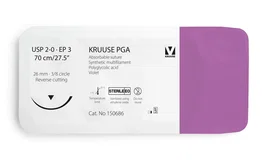 Kruuse Sutura PGA 2-0 70 cm Aguja 26 mm 3/8 Triangular Violeta 12 Unidades