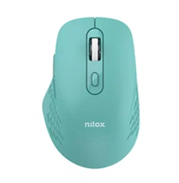 Nilox Ratón Óptico Dual Wireless Bluetooth + USB Type-A 1600 DPI 6 Botones Color Cian Verde para Oficina