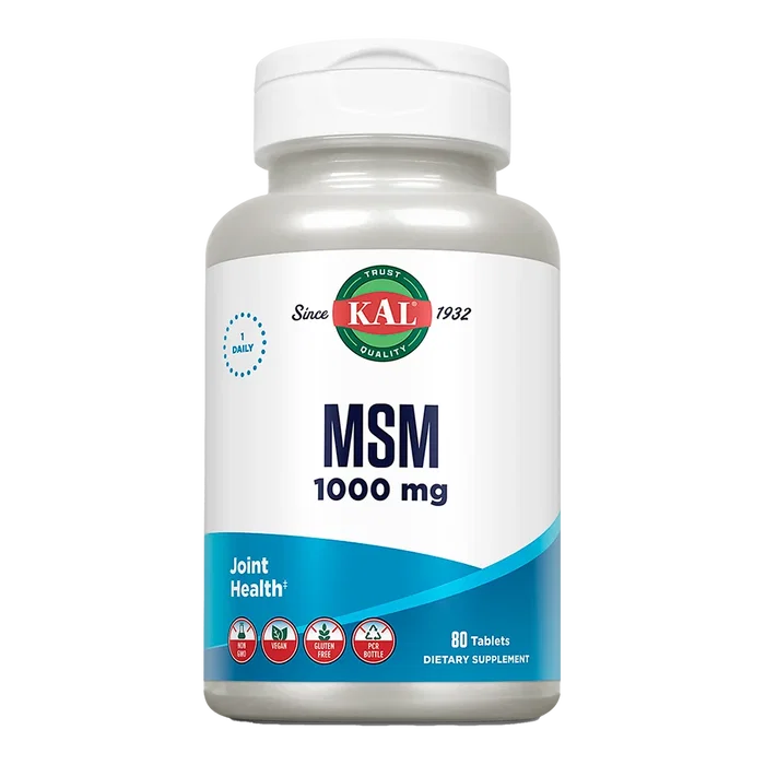 KAL MSM 1000 Mg 80 Comp. Complemento Alimenticio para Articulaciones y Energía KAL MSM 1000 Mg 80 Comp. Complemento Alimenticio para Articulaciones y Energía