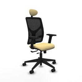 PIQUERAS Y CRESPO Silla de oficina Motilla con mecanismo Sincro/Traslack Crema y Negro