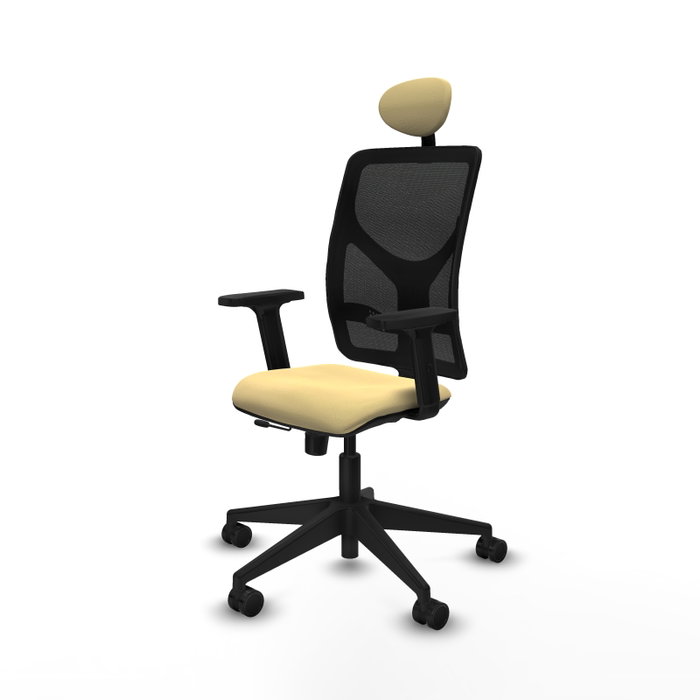 PIQUERAS Y CRESPO Silla de oficina Motilla con mecanismo Sincro/Traslack Crema y Negro