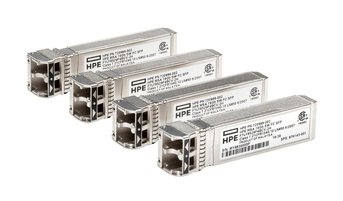 Hewlett Packard Enterprise 4 x Transceiver SFP+ Fibre Channel 16 Gb/s de Corto Alcance para Almacenamiento MSA - Paquete de 4 Unidades