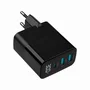 Gembird TA-UC-PDQC30LCD-BK-02 Cargador Rápido GaN 30W USB PD QC 3.0 3 Puertos con Pantalla LCD Negro