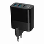 Gembird TA-UC-PDQC30LCD-BK-02 Cargador Rápido GaN 30W USB PD QC 3.0 3 Puertos con Pantalla LCD Negro