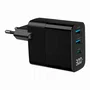 Gembird TA-UC-PDQC30LCD-BK-02 Cargador Rápido GaN 30W USB PD QC 3.0 3 Puertos con Pantalla LCD Negro