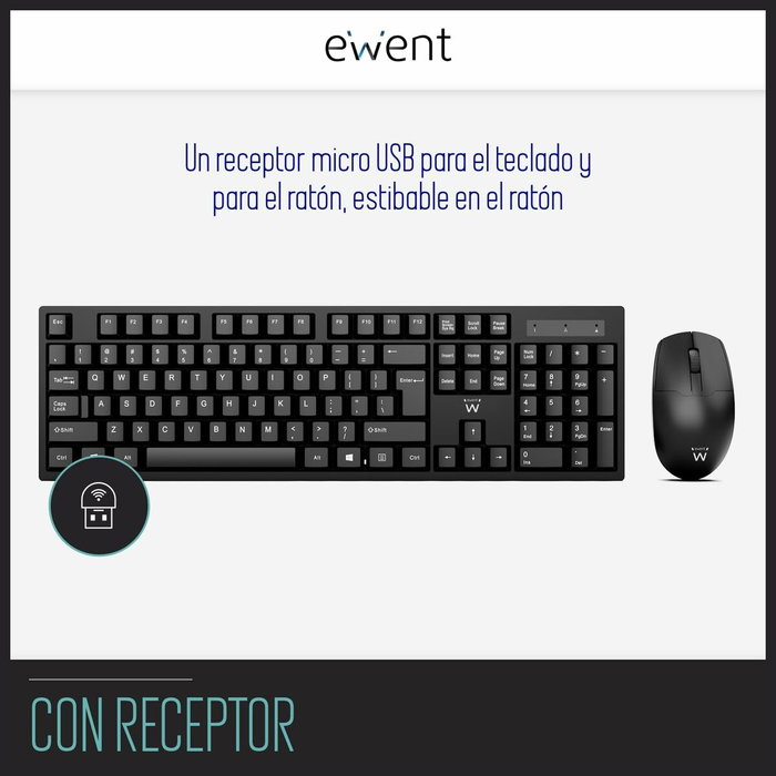 EWENT EW3281 Combo Teclado y Ratón Inalámbrico Negro EWENT EW3281 Combo Teclado y Ratón Inalámbrico Negro