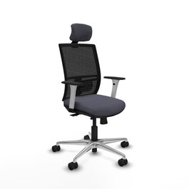 PIQUERAS Y CRESPO Silla de oficina Yunquera con mecanismo Sincro/Traslack, Gris oscuro y Negro