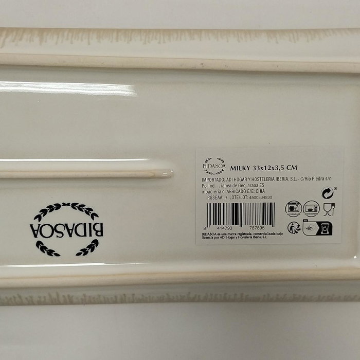Bidasoa Fuente Rectangular Milky Blanca