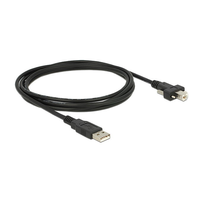 DeLOCK Cable USB 2.0 de 2 m con conectores USB Tipo A a USB Tipo B con tornillos