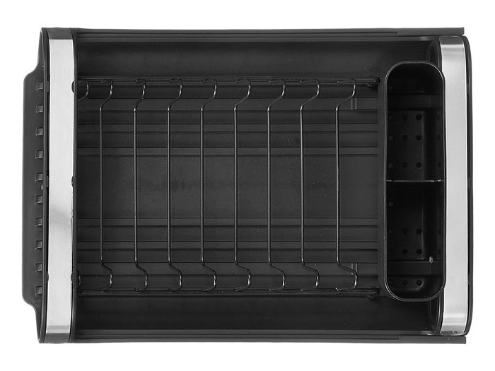 Kinvara Escurreplatos Extensible Negro Plástico y Metal 49x20x13 cm (Set de 8)