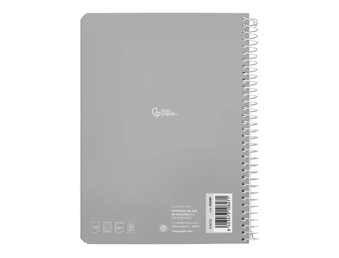 Liderpapel Cuaderno Espiral A5 Witty Tapa Dura 80 Hojas 90gr Cuadro 6mm Con Margen Colores Surtidos