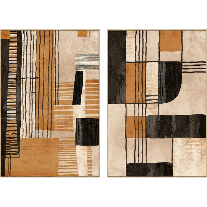 DKD Home Decor Set de 2 Cuadros Lienzo PS 82,5x4,5x122,5 Naranja y Beige DKD Home Decor Set de 2 Cuadros Lienzo PS 82,5x4,5x122,5 Naranja y Beige