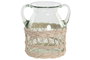 DKD Home Decor Jarrón de Cristal y Mimbre con 2 Asas Natural