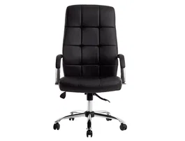 Q-connect Silla de Dirección en Similpiel Negra con Base Metálica Cromada, Mecanismo, Reposabrazos Cromados, Altura Máx 1250 mm, Ancho 610 mm, Profundidad 700 mm, Ruedas Premium