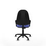 Silla de oficina Algarra con mecanismo Contacto permanente básico tapizada con Tela color Azul claro. Equipada con Base poliamida negra, Brazos fijosy Topes