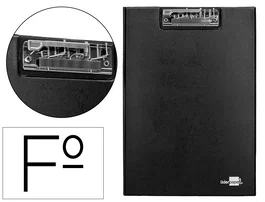 Liderpapel Carpeta de plástico negro con pinza superior tamaño folio