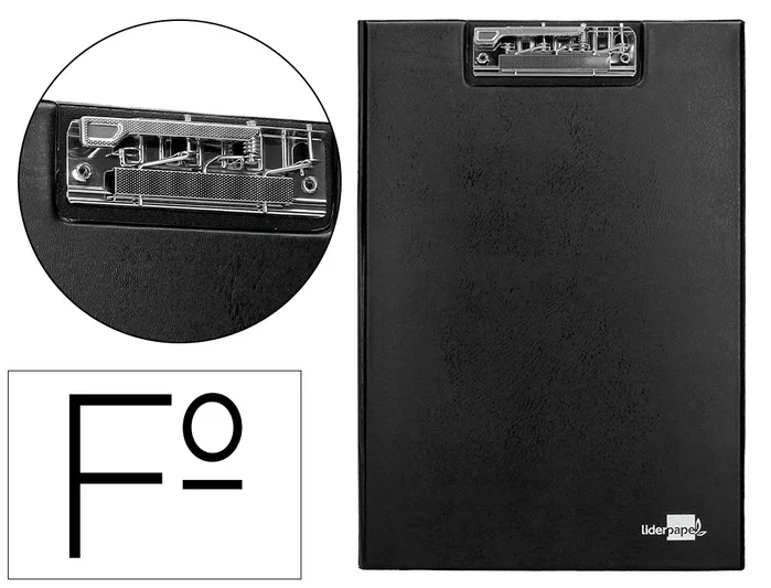 Liderpapel Carpeta de plástico negro con pinza superior tamaño folio Liderpapel Carpeta de plástico negro con pinza superior tamaño folio