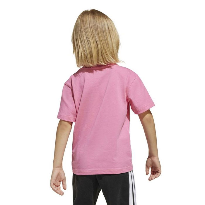 Camiseta de Manga Corta Infantil Adidas Essentials Big Logo Blanco Rosa