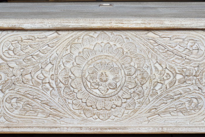 Giner Y Colomer Baúl Madera de Mango Blanco Envejecido 60x150x50 cm
