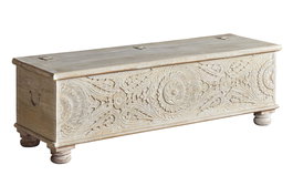 Giner Y Colomer Baúl Madera de Mango Blanco Envejecido 60x150x50 cm