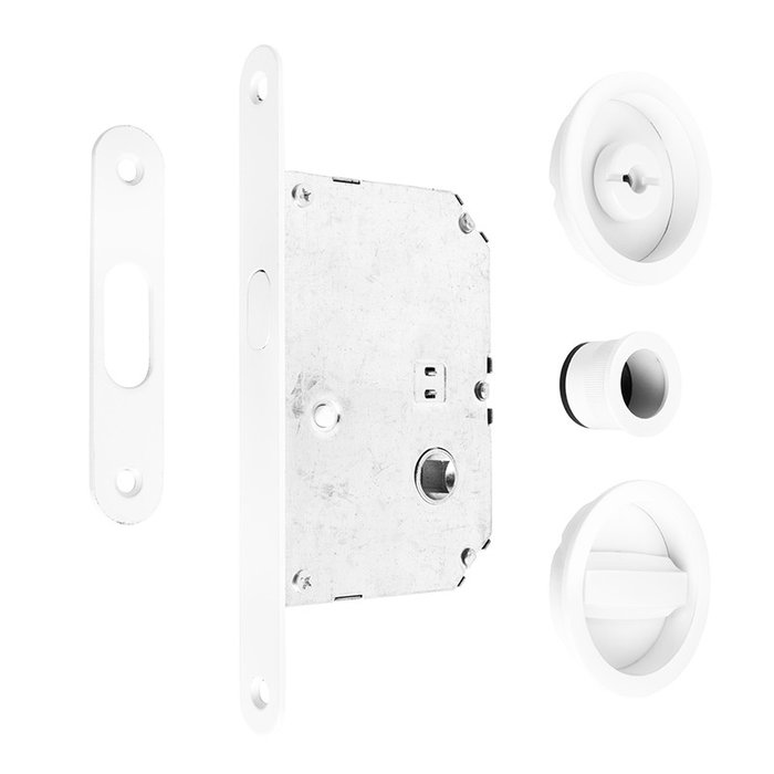 Jandel Kit Cierre Puerta Corredera Red. Blanco Mate Ø56 Exterior, D48 Interior Jandel Kit Cierre Puerta Corredera Red. Blanco Mate Ø56 Exterior, D48 Interior