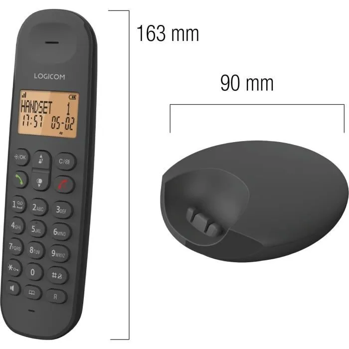Logicom LOG1695682814656 Teléfono Fijo Inalámbrico DECT ILOA 250 DUO Negro Sin Contestador Automático