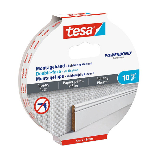 Tesa Montageband Tapete&Putz 10kg 5m x 19mm Tesa Montageband Tapete&Putz 10kg 5m x 19mm