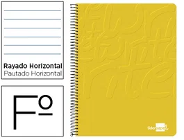 Liderpapel Cuaderno espiral folio tapa blanda 80 hojas 60gr horizontal margen color amarillo