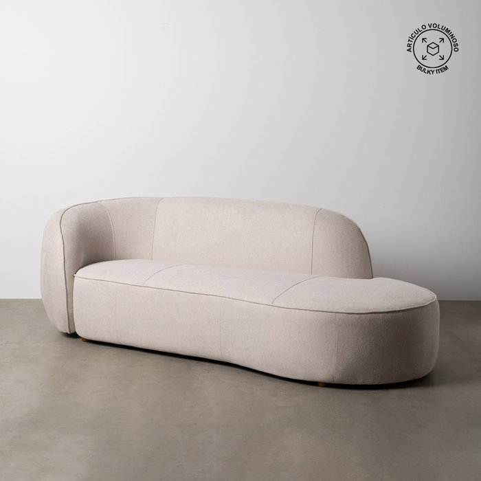 Sofá 3 Plazas Beige Tejido-Madera 229 X 100 X 76 cm