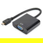 Digitus DA-70847 Adaptador Micro HDMI a VGA, Convertidor, Negro, 1080p Full HD (1920 x 1080), para Portátil, PC