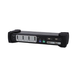 EQUIP KVM Switch 4 Puertos 331544, Conmutador 4xUSB/4xVGA/4xAudio USB, Resolución 1920x1200, Negro, Compatible con Windows, Mac, Linux