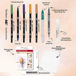 Tombow WCS-NAT Kit de manualidades para niños con bolígrafo de fibra y papel blanco, tema Nature