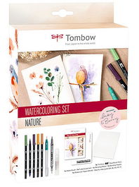 Tombow WCS-NAT Kit de manualidades para niños con bolígrafo de fibra y papel blanco, tema Nature