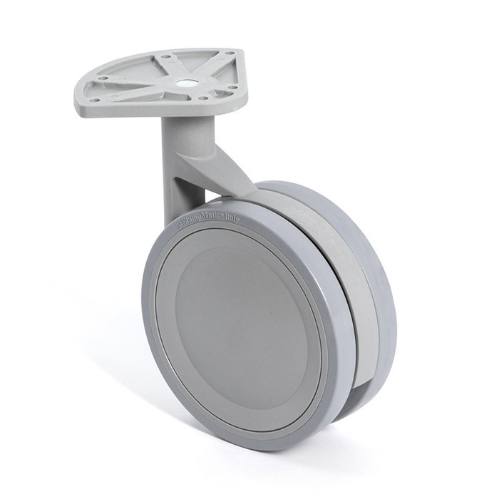 STAMPMATIC Rueda Giratoria Vega Aro Goma Ø75 Con Placa Acabado Blanco Freno Sin Freno Stampmatic STAMPMATIC Rueda Giratoria Vega Aro Goma Ø75 Con Placa Acabado Blanco Freno Sin Freno Stampmatic