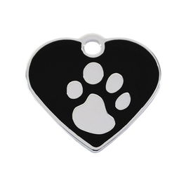 Placa identificativa para collar Imarc Heart Negro Plateado