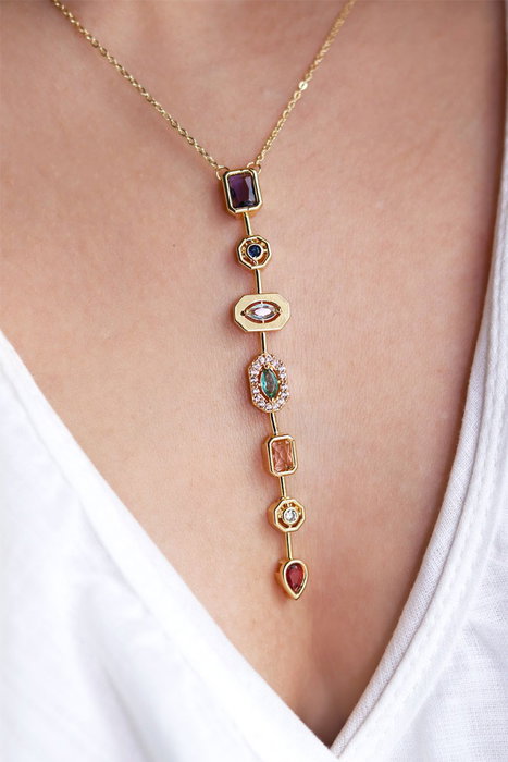 Heliophilia Silver Collar de Acero con Piedra de Circonio Dorado 45 cm Heliophilia Silver Collar de Acero con Piedra de Circonio Dorado 45 cm