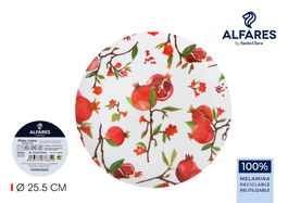 Alfares Plato Llano Granadas - Plato de 25,5 cm de diámetro, Melón Brillante (24 Unidades)