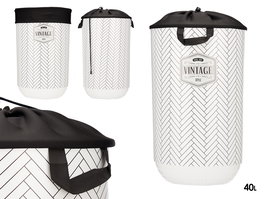 Kipit Pongotodo Plástico 40L con Cierre Tela Vintage 34 x 52.5 x 34 cm (Set de 4)