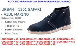Segarra Bota Mod. 1201 Safari Urban Azul Marino Talla 43